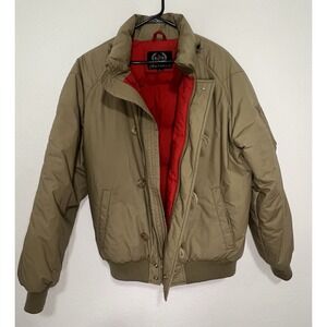 Bomber Jacket Puffer Full Zip Button Front Olive Green‎ Alberdeen